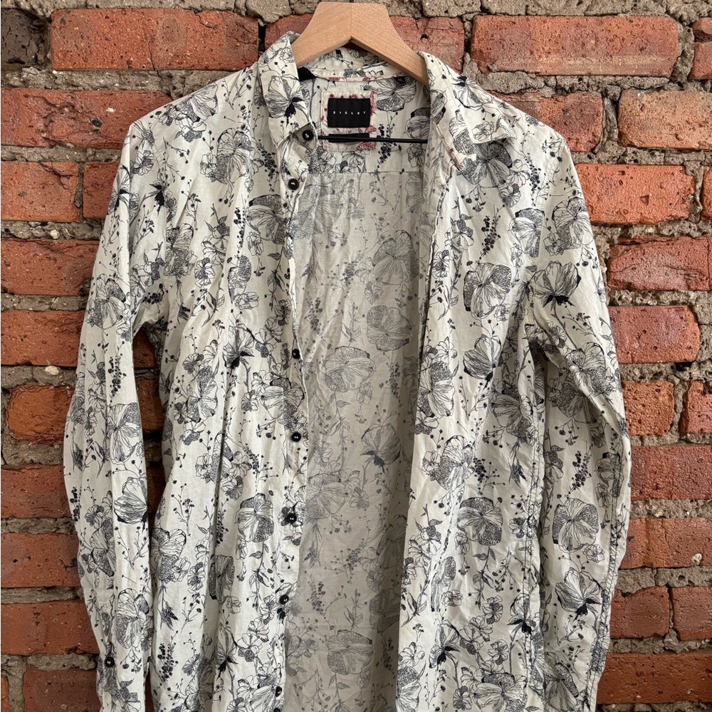 Sisley Black and White Floral Lightweight Shirt Jacket